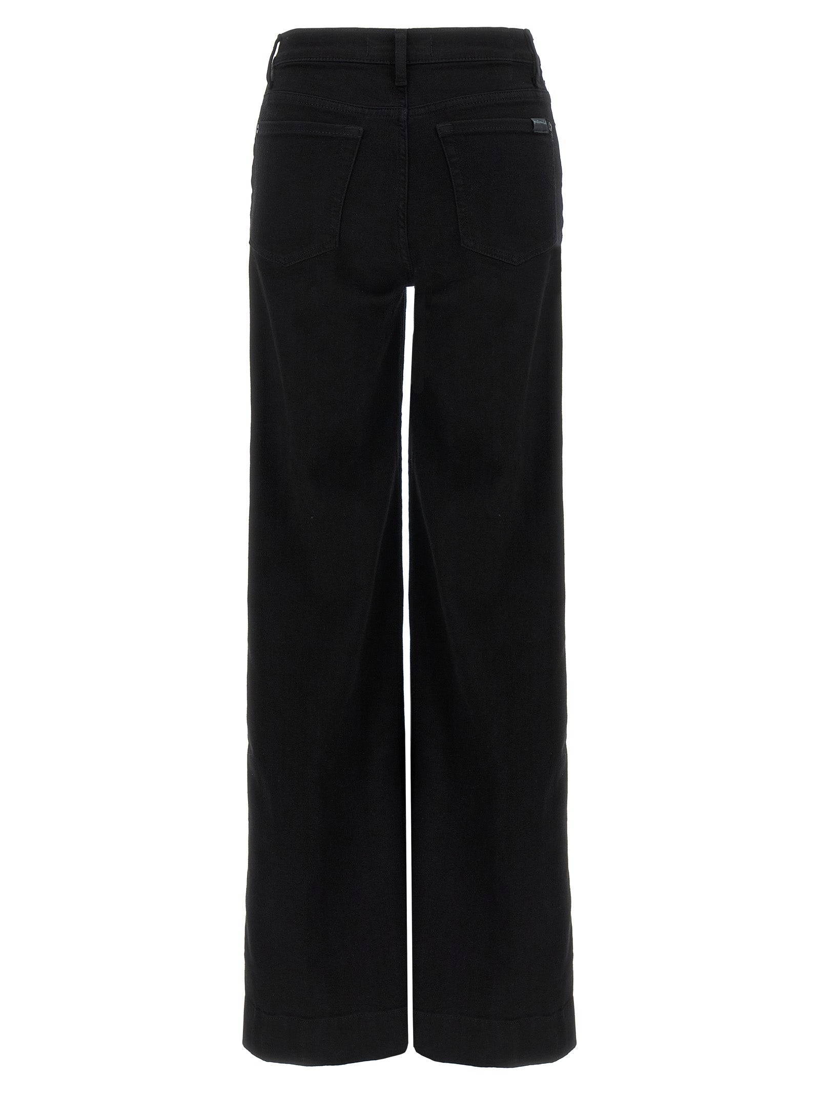 Black Cotton Flared Jeans