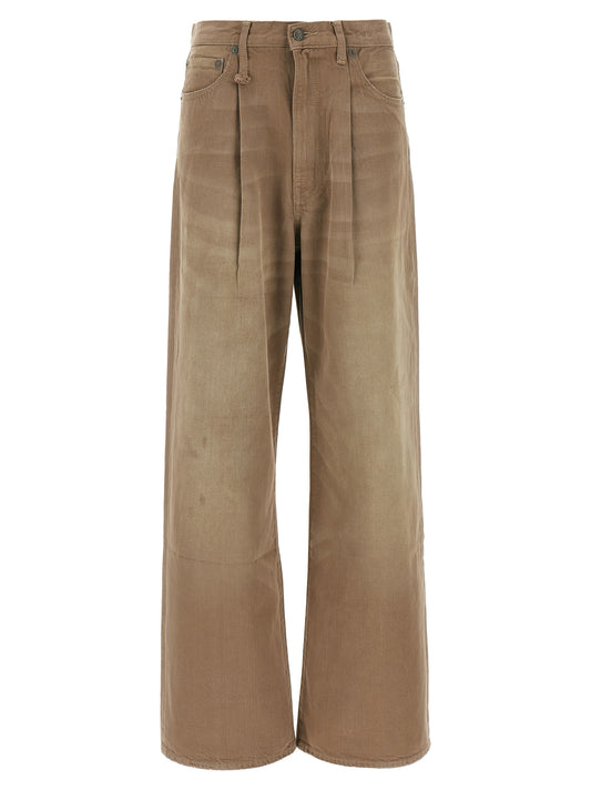 Brown Cotton High-Waisted Jean