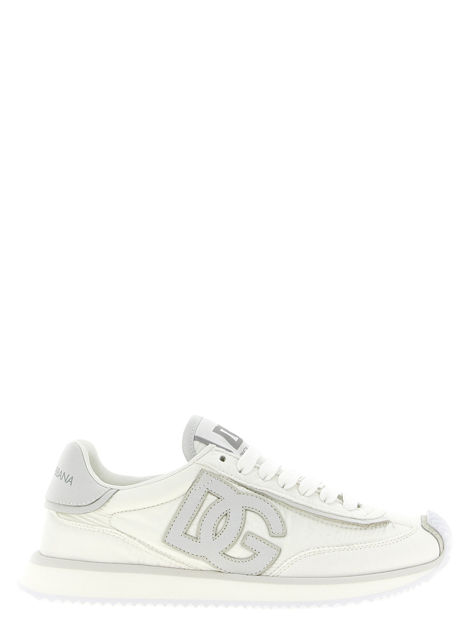 White Polyester Athletic Sneakers