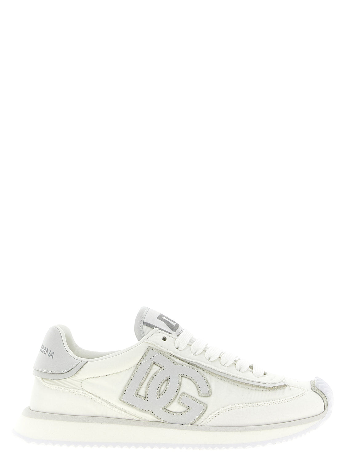 White Polyester Athletic Sneakers
