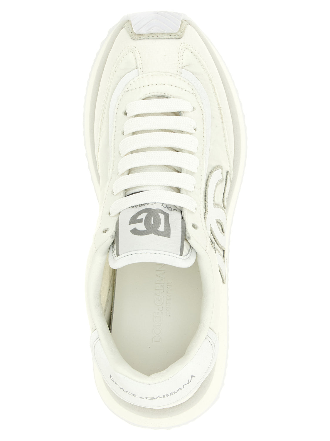 White Polyester Athletic Sneakers