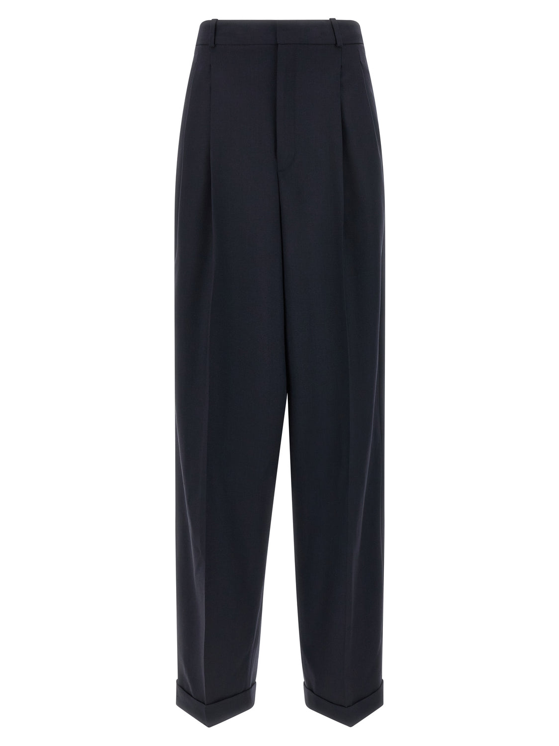 Blue Wool Casual Pants