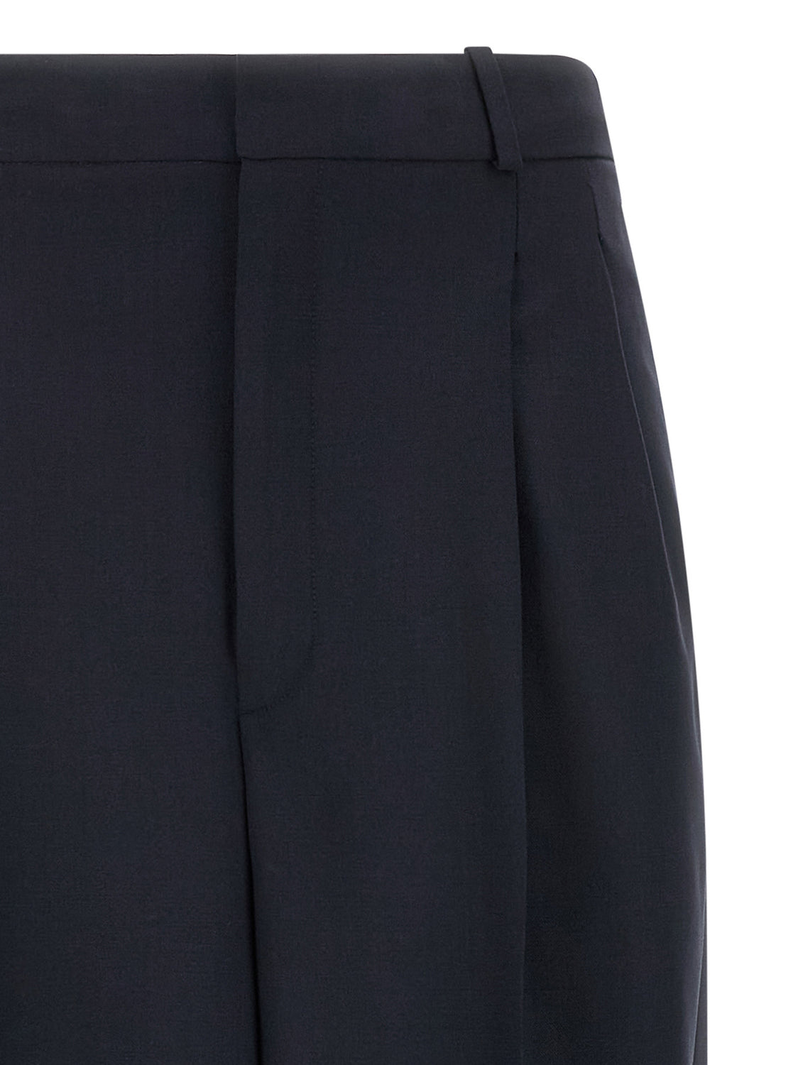 Blue Wool Casual Pants