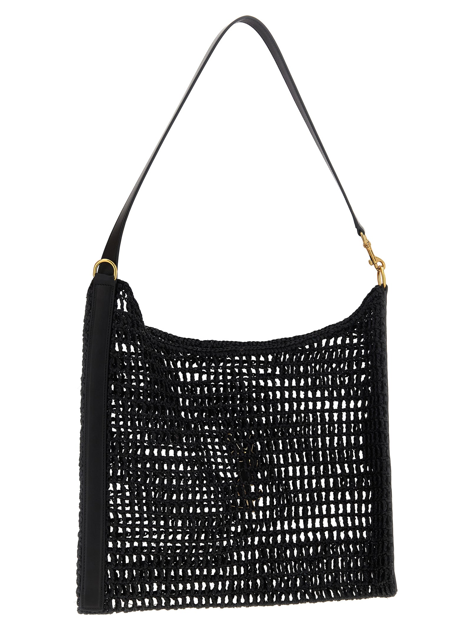Black Raffia Shoulder Bag