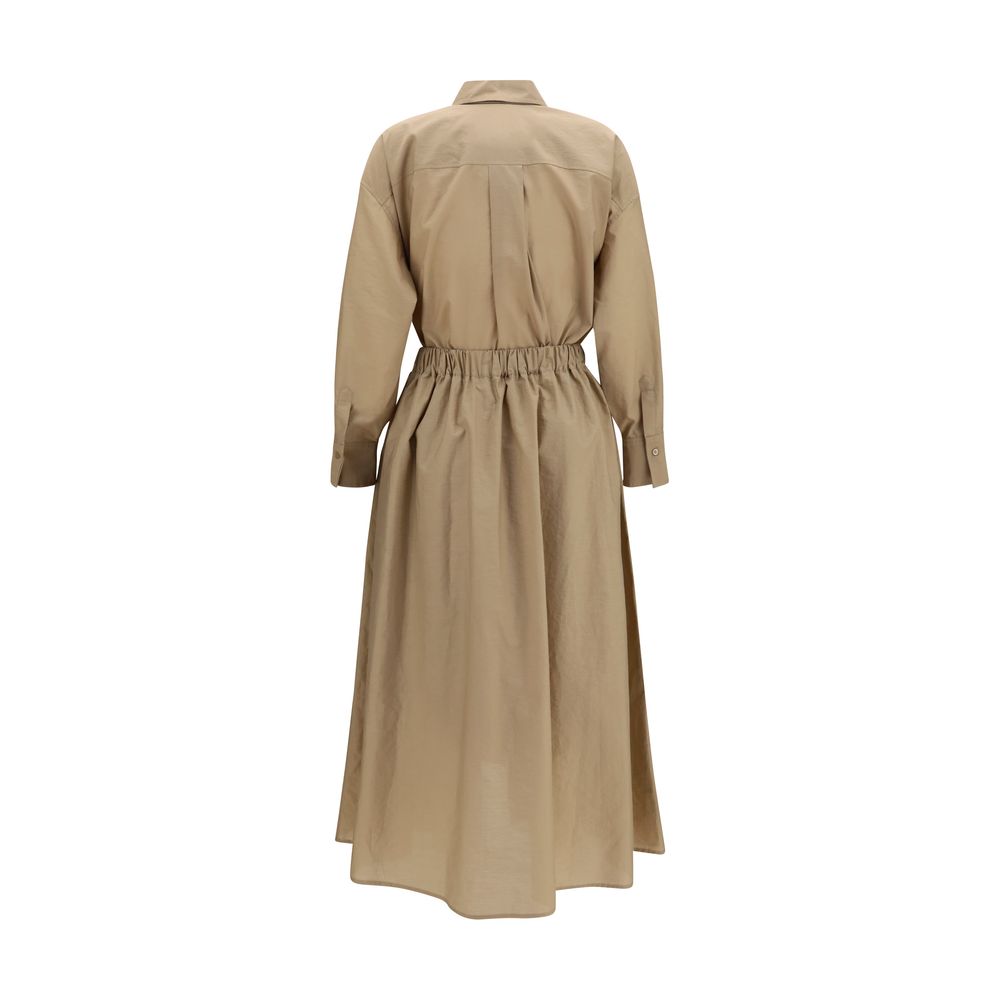 Beige Cotton Casual Dress