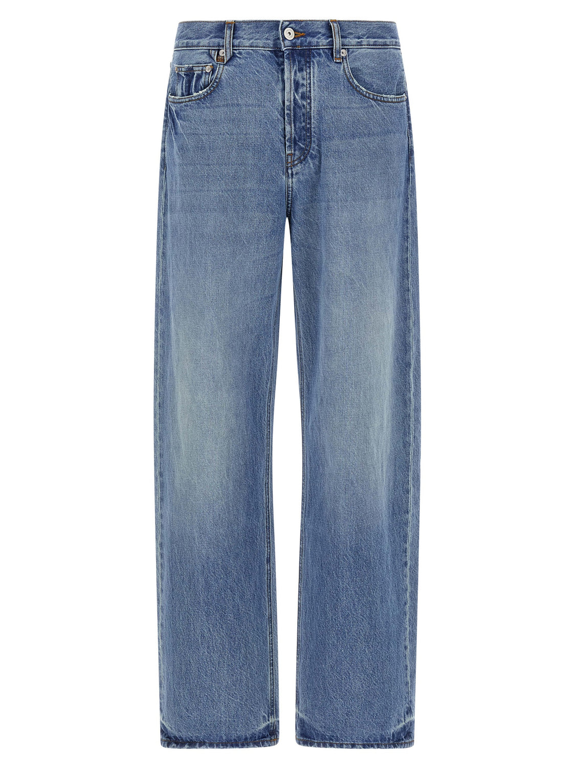 Blue Cotton Straight-Leg Jeans