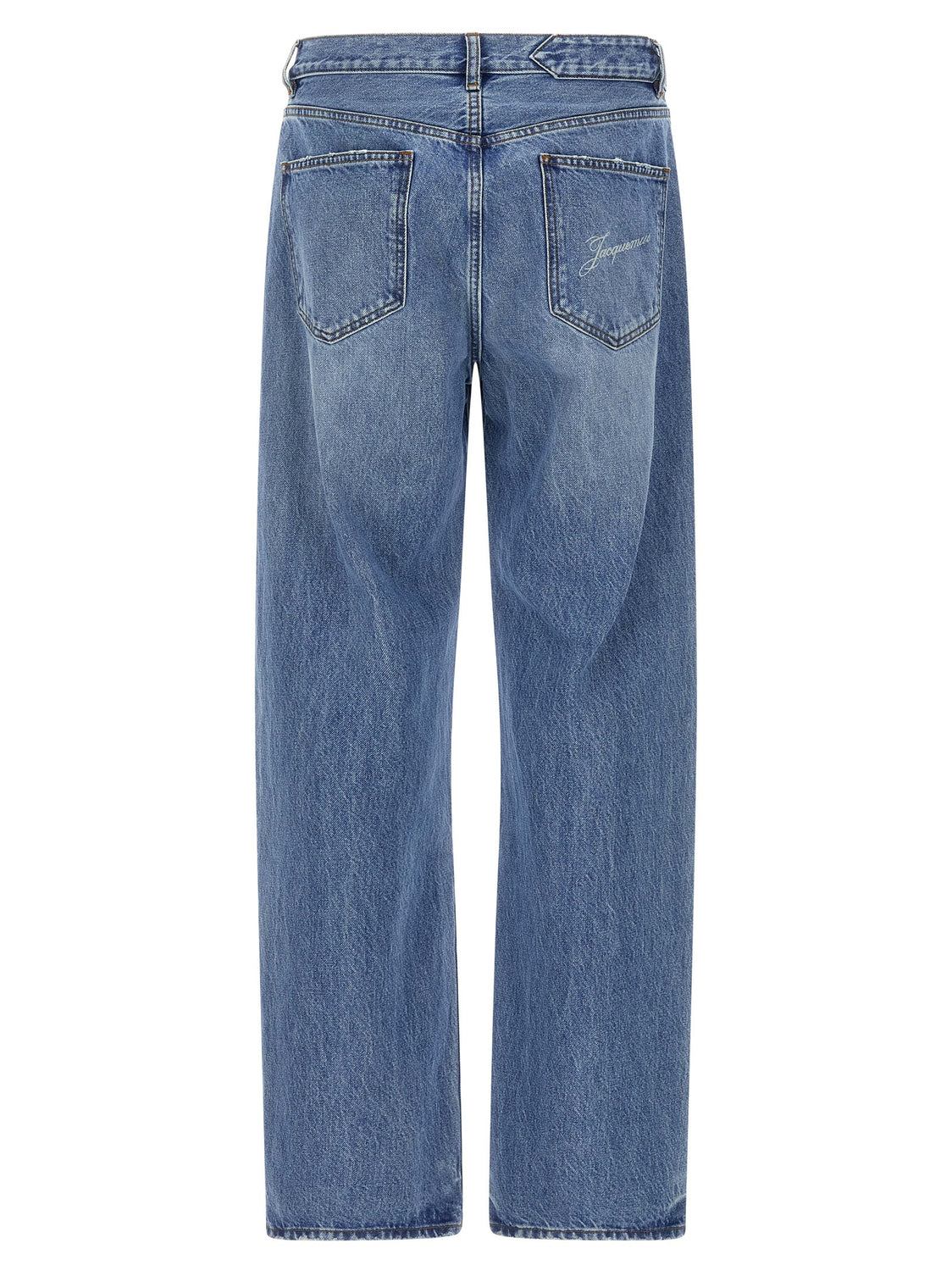 Blue Cotton Straight-Leg Jeans
