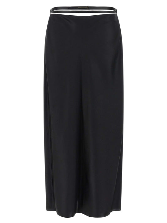 Black Silk Midi Skirt