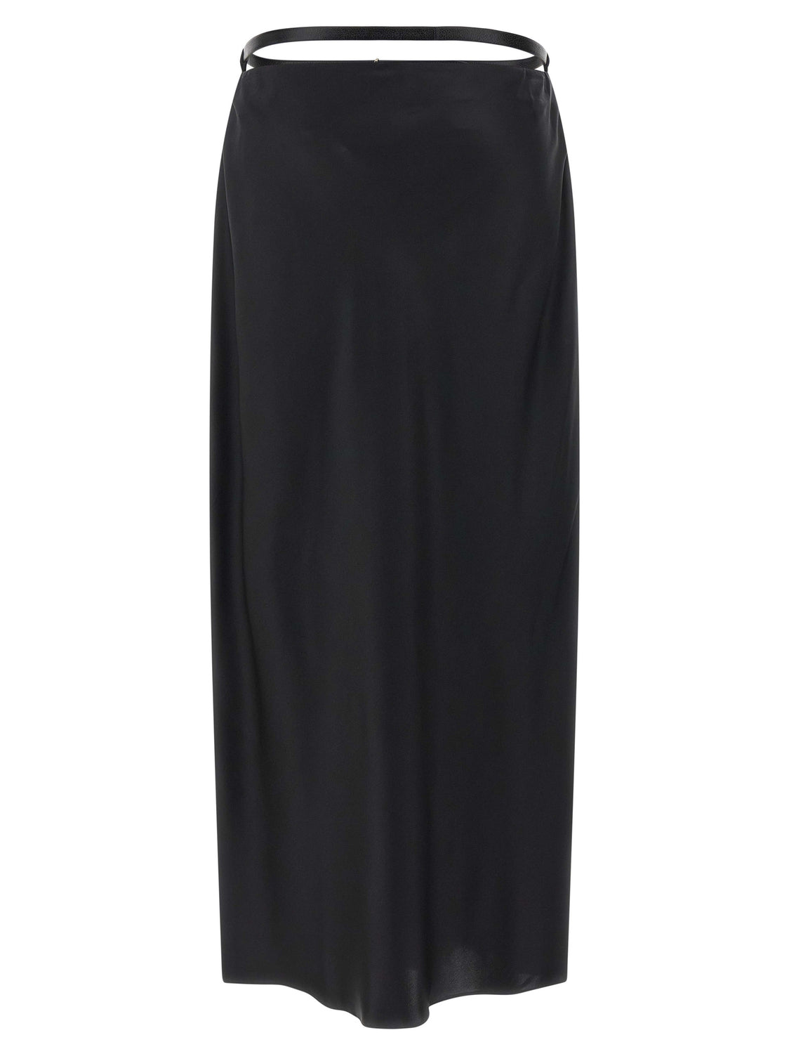 Black Silk Midi Skirt