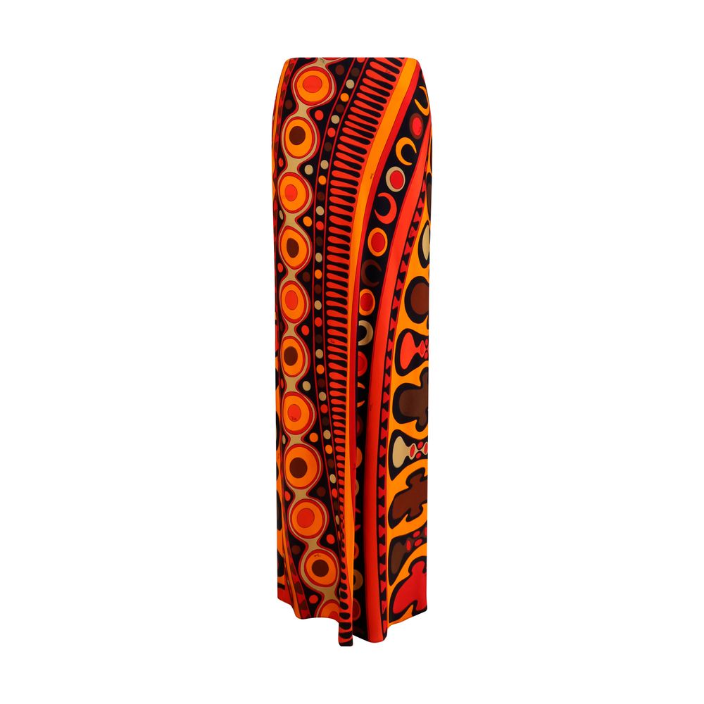 Orange Viscose Long Skirt
