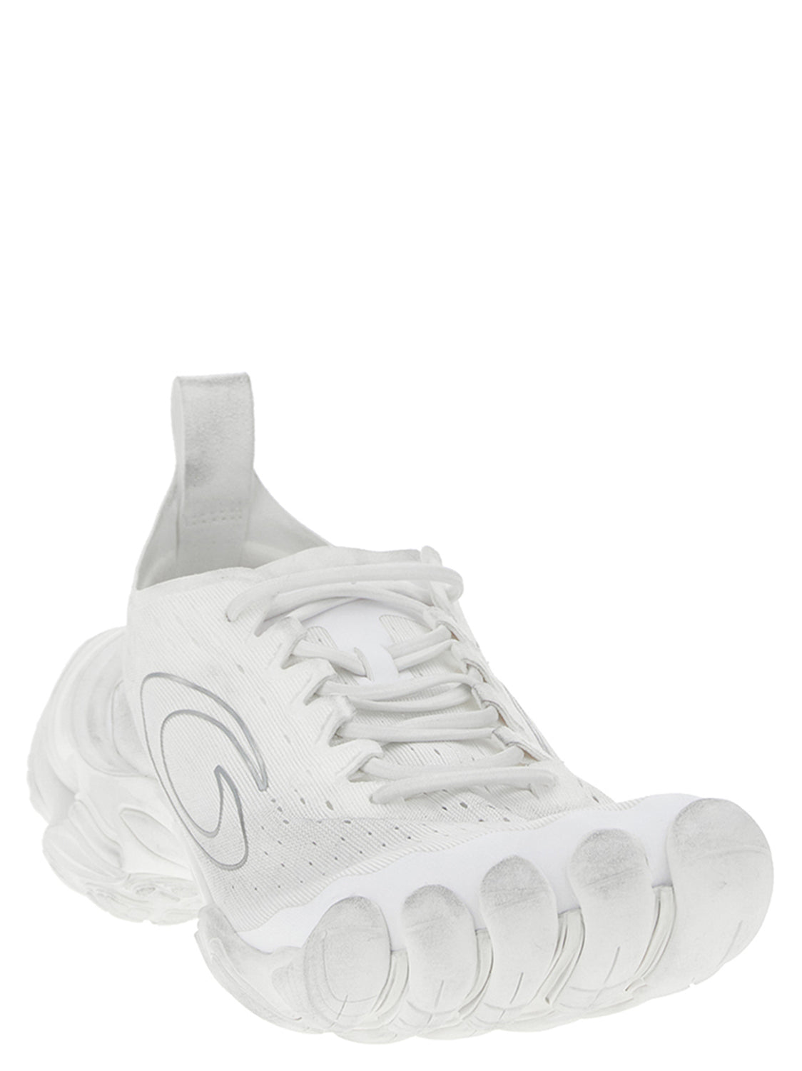 White Polyester Athletic Sneakers