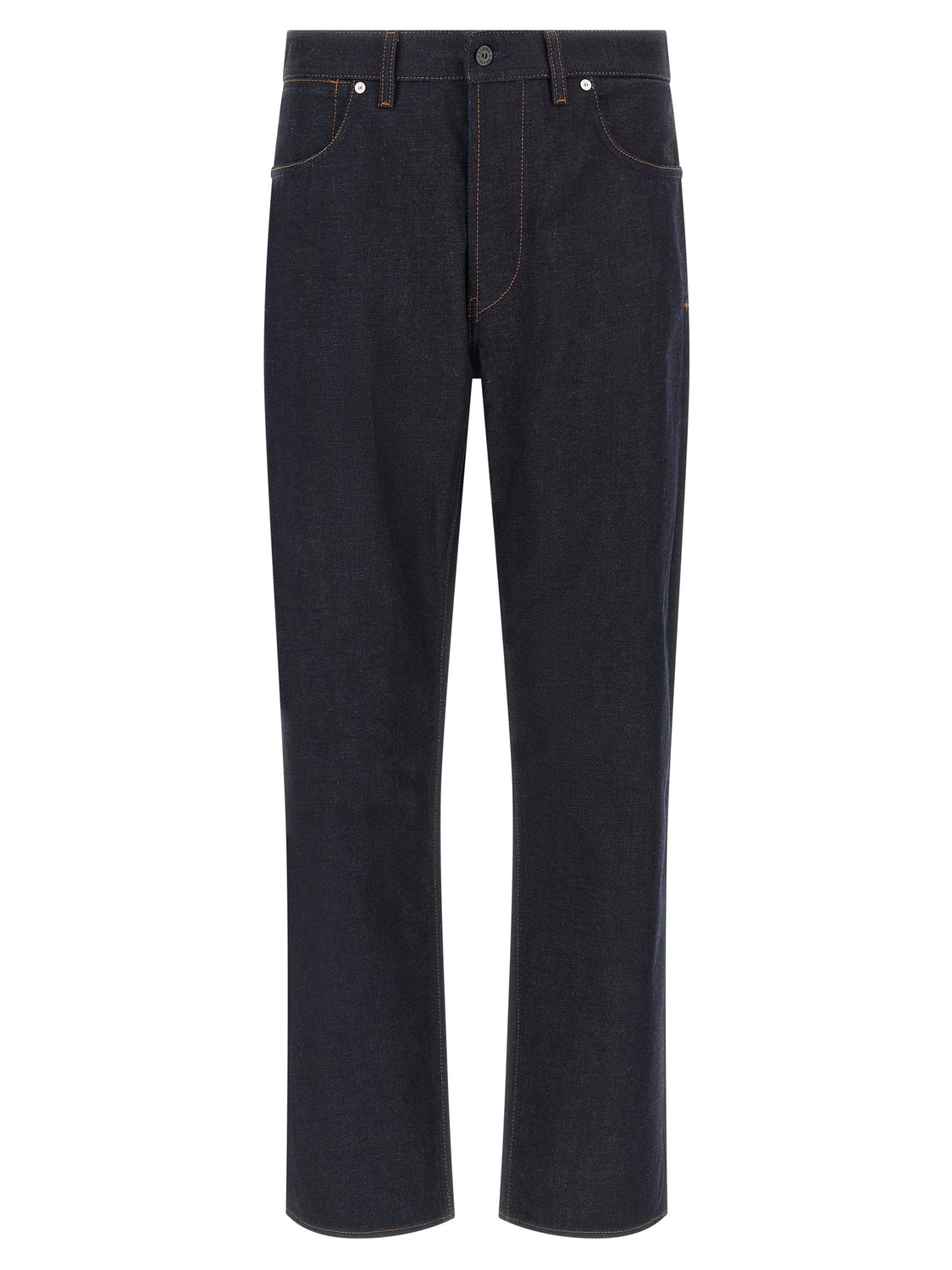 Blue Cotton Straight-Leg Jeans