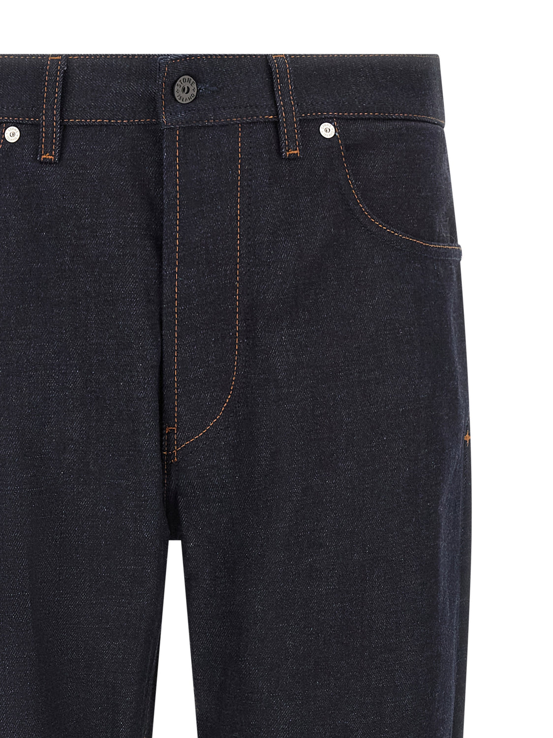 Blue Cotton Straight-Leg Jeans