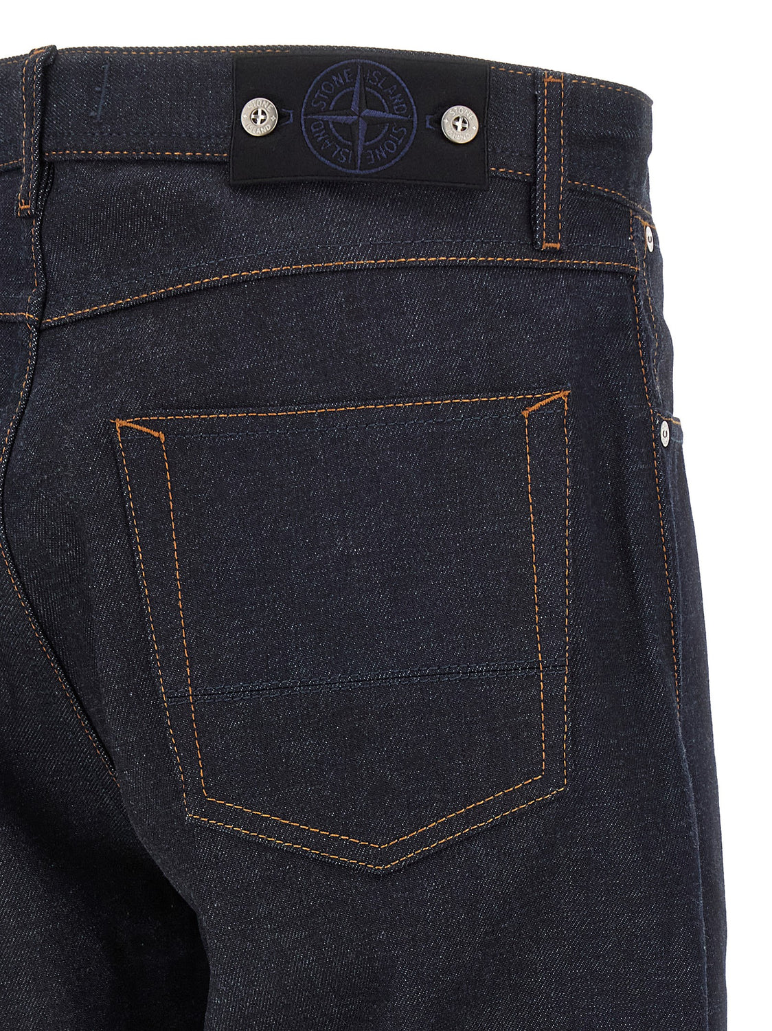 Blue Cotton Straight-Leg Jeans