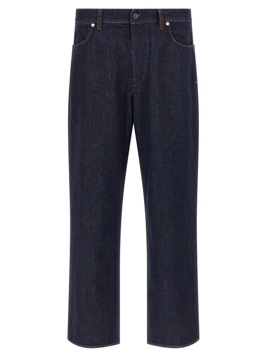 Blue Cotton Straight-Leg Jeans