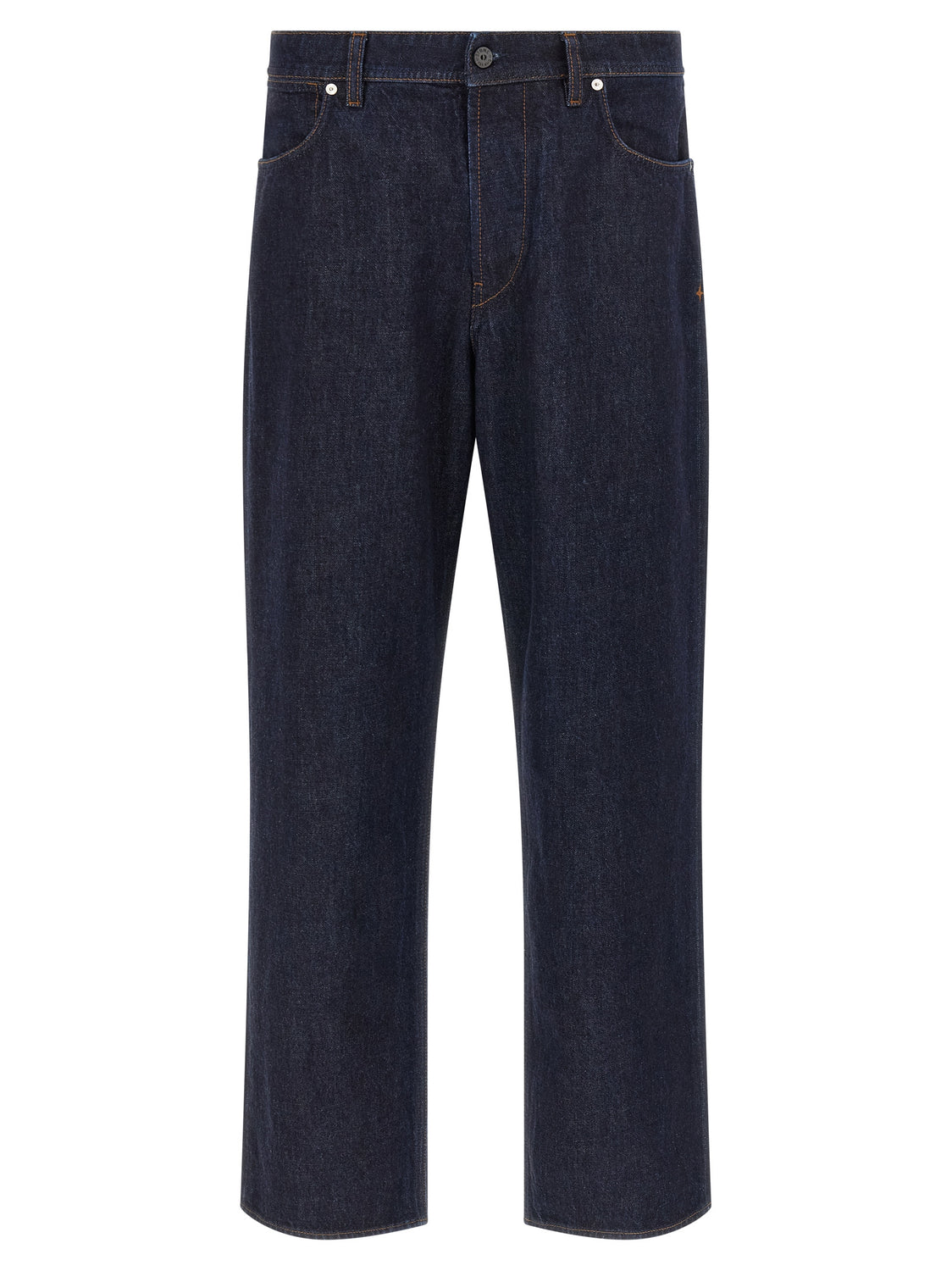 Blue Cotton Straight-Leg Jeans