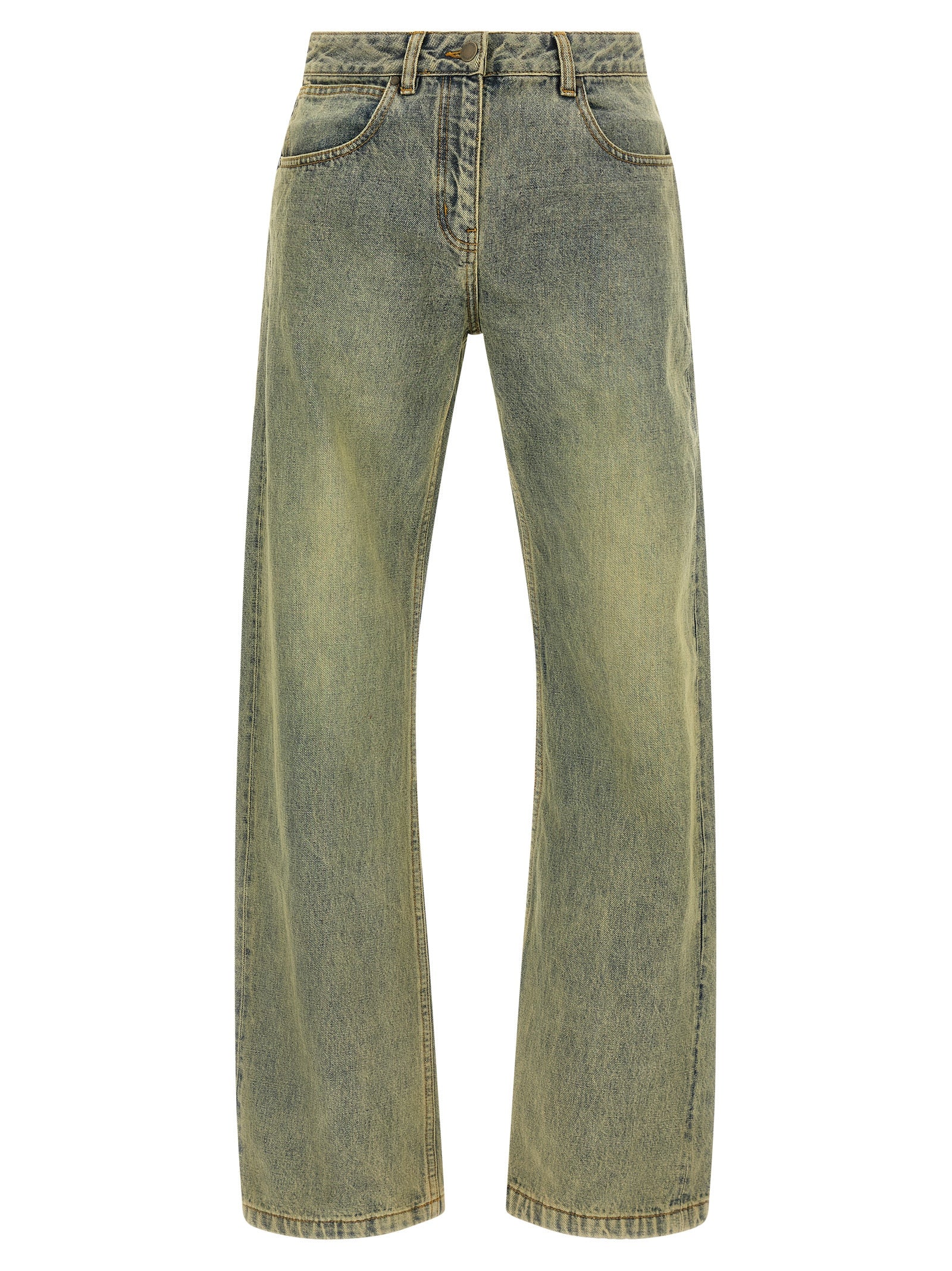 Bicolor Cotton Straight-Leg Jeans