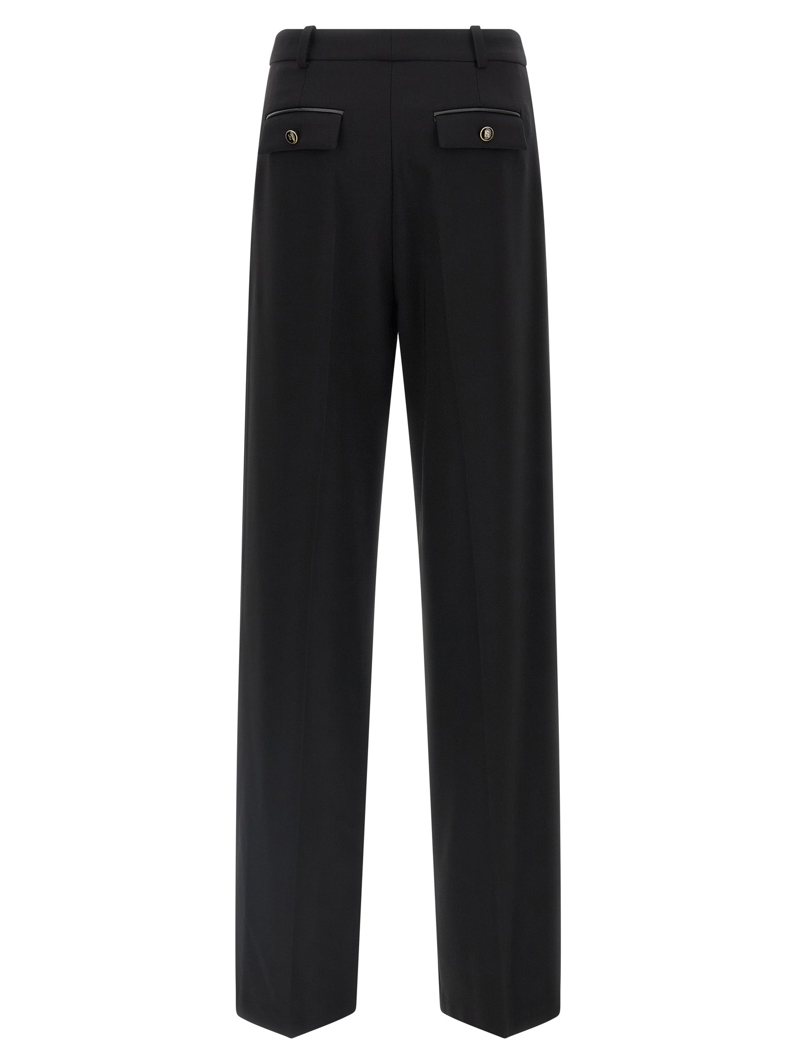 Black Polyester Casual Pants