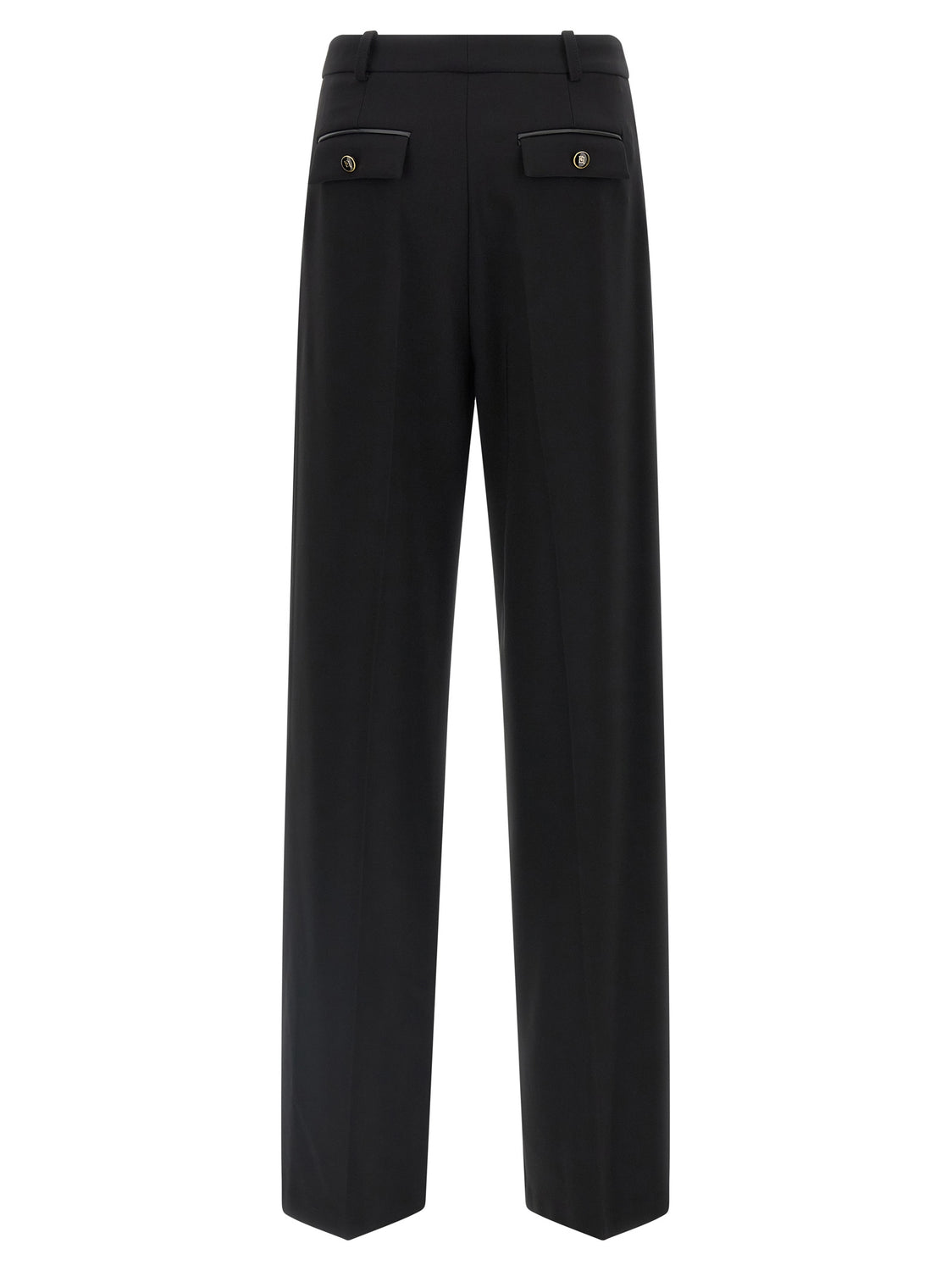 Black Polyester Casual Pants