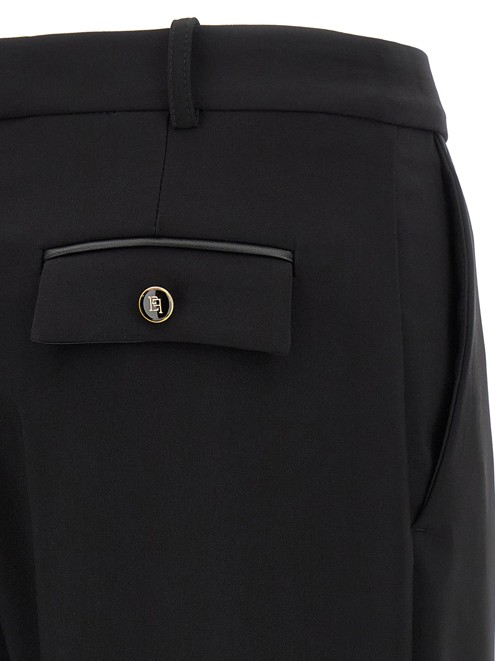 Black Polyester Casual Pants