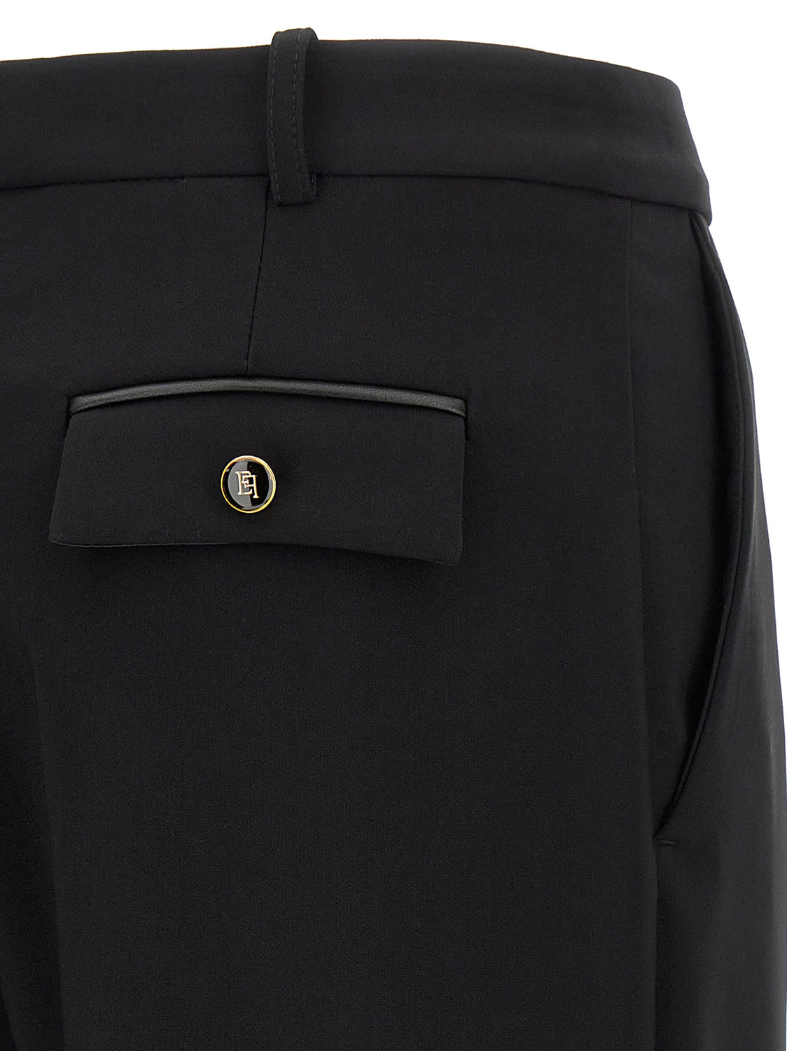 Black Polyester Casual Pants