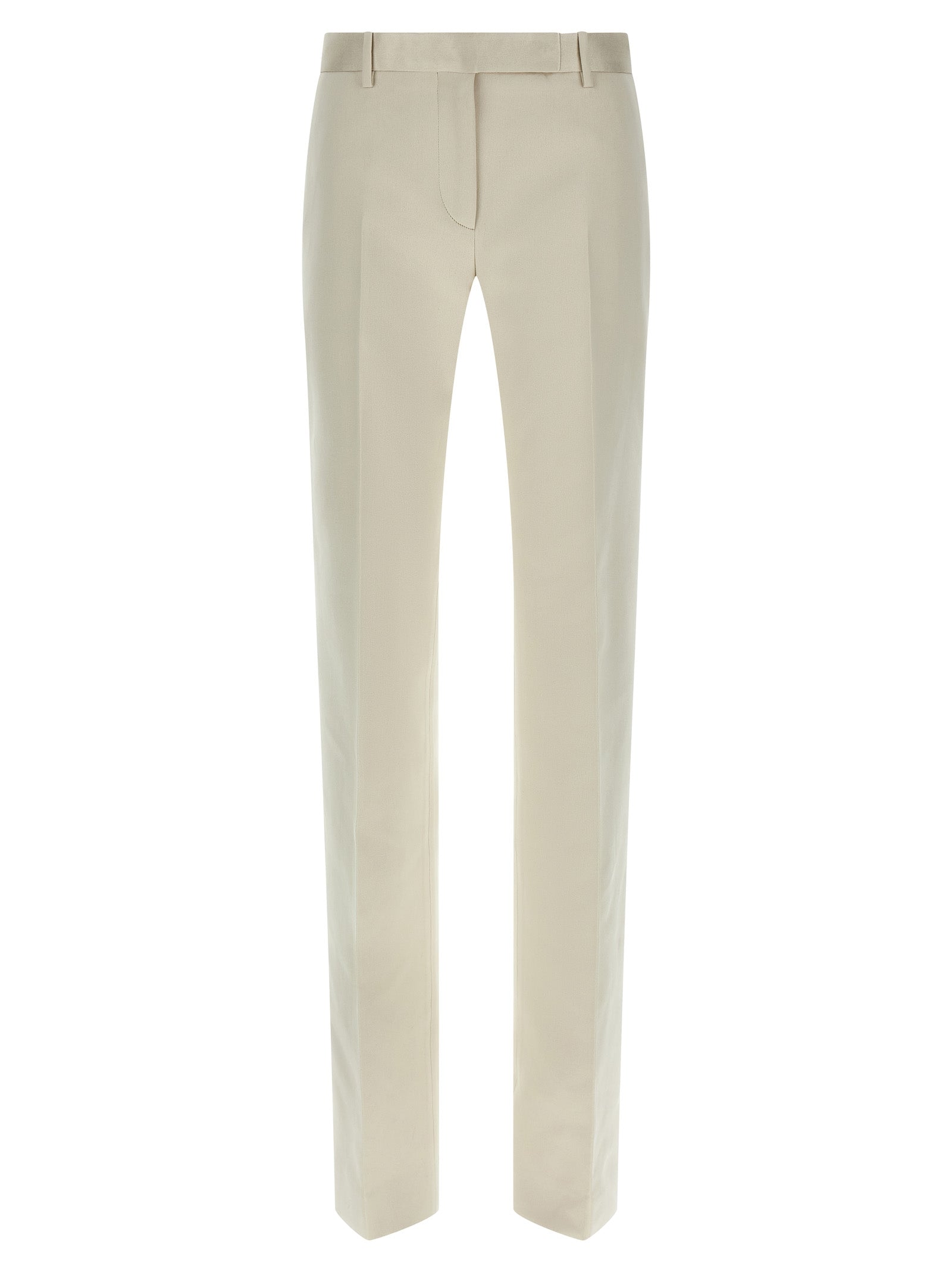 Beige Cotton Dress Pants