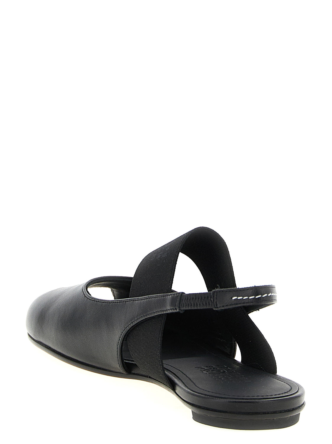 Black Lamb Leather Flat Sandals