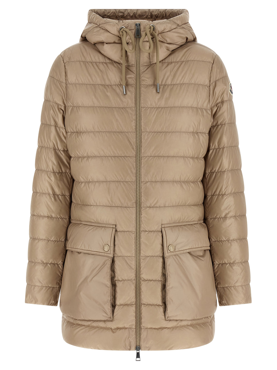 Beige Polyamide Full-Length Jacket