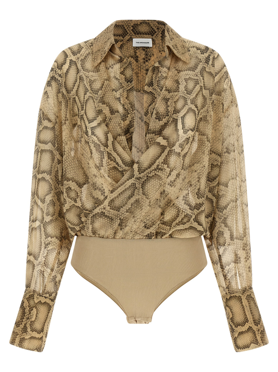 Beige Polyester Bodysuit