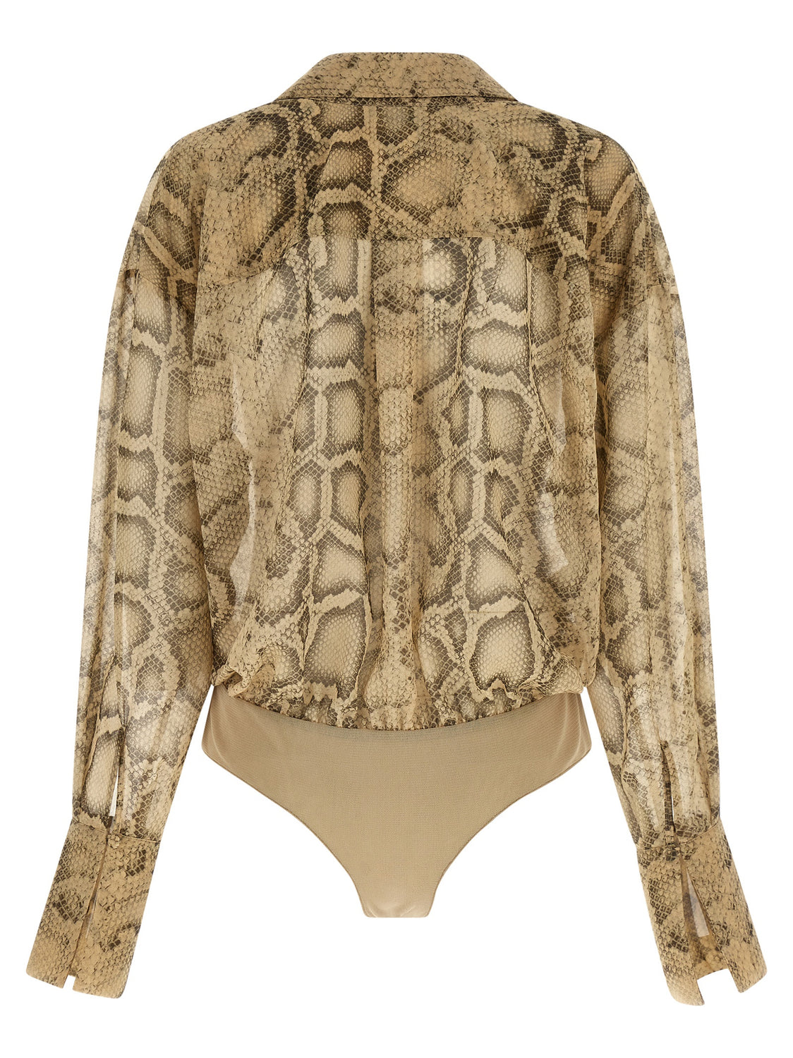 Beige Polyester Bodysuit