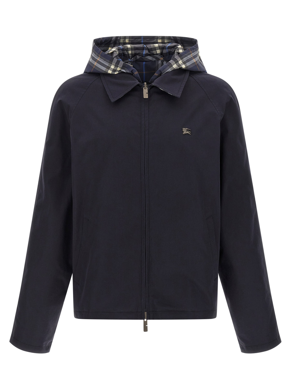 Blue Cotton Full-Length Jacket