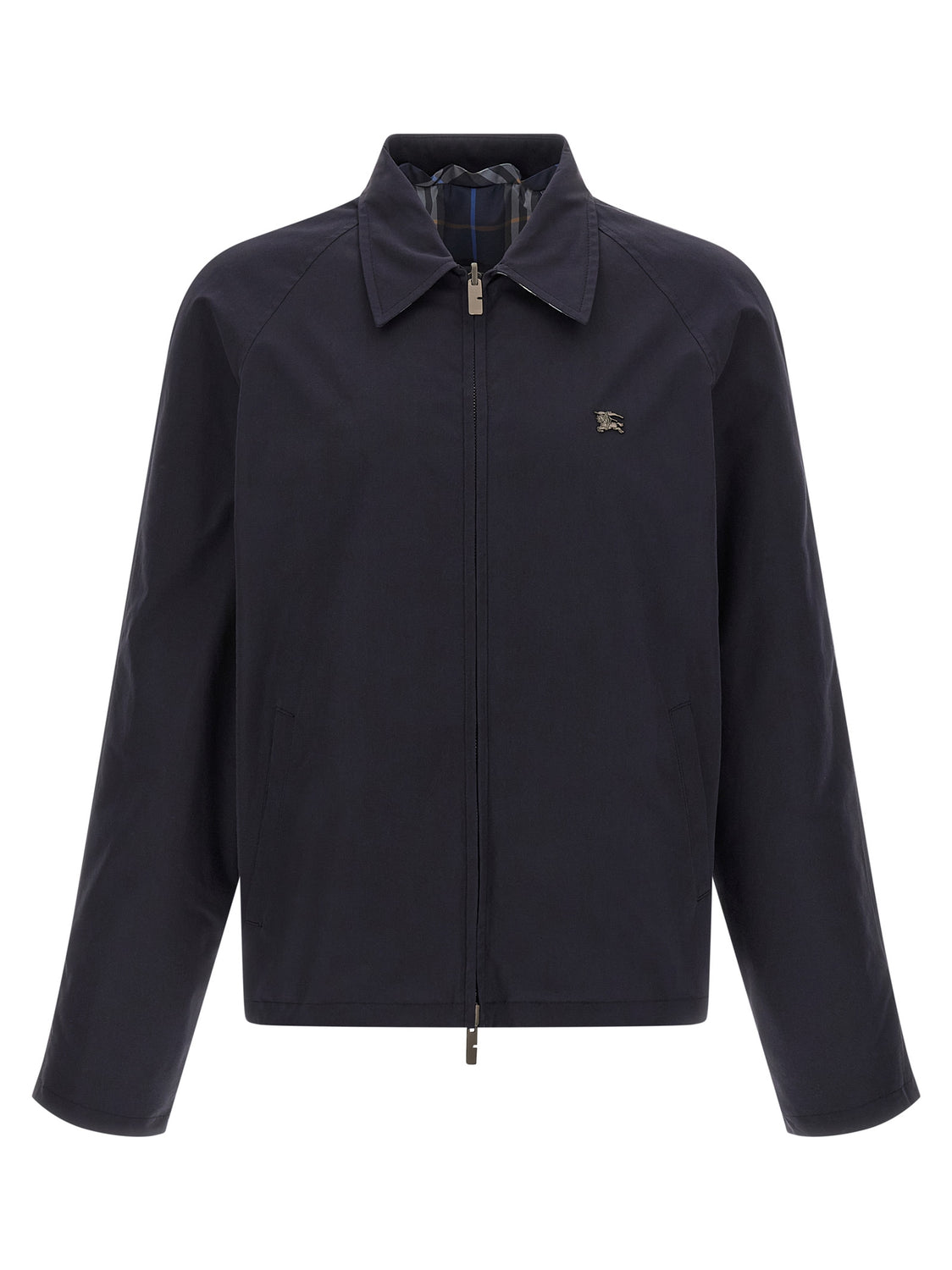 Blue Cotton Full-Length Jacket