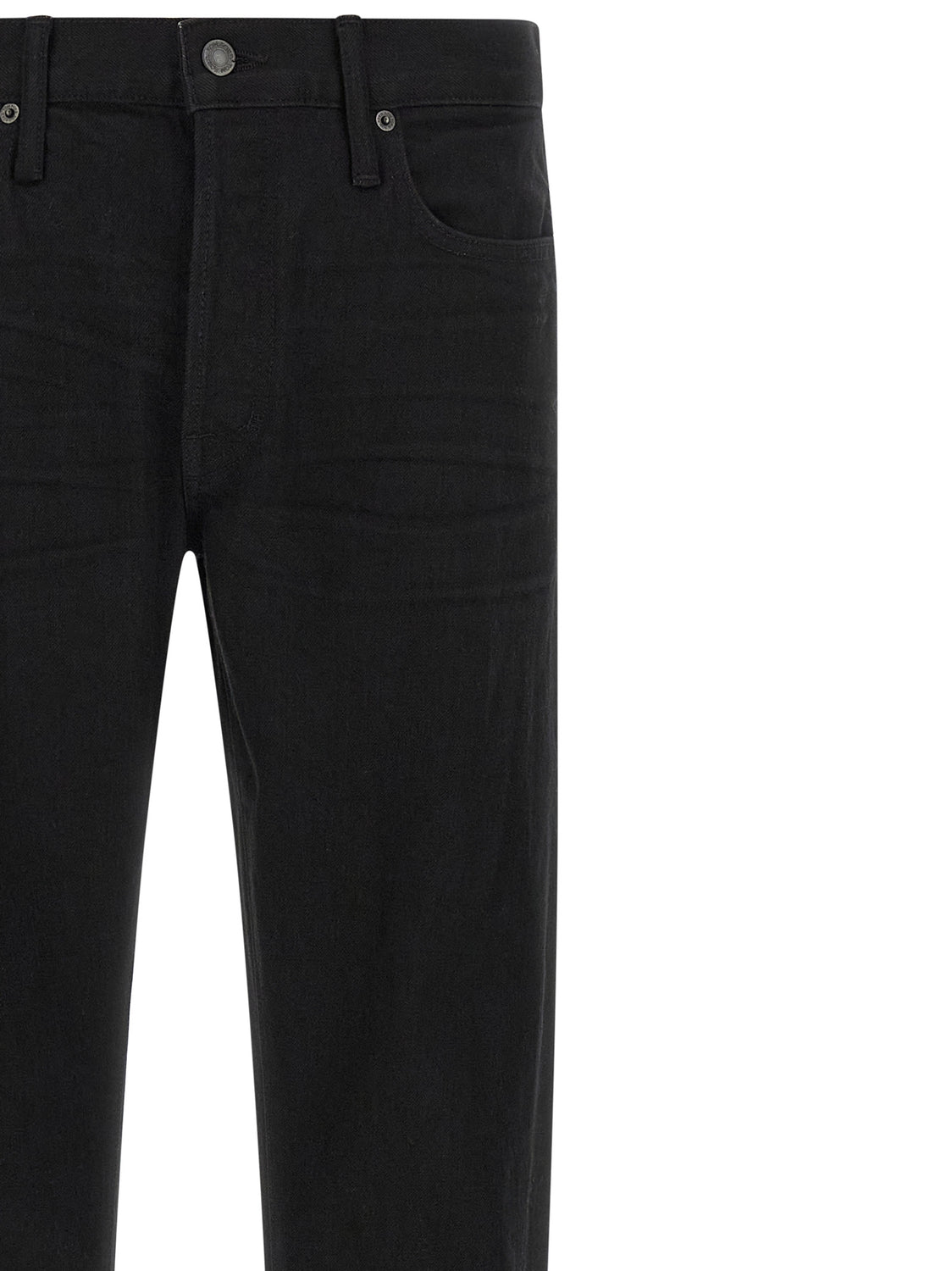 Black Cotton Straight-Leg Jeans