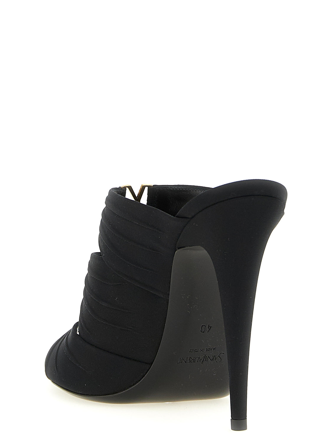 Black Viscose Stiletto Heel Sandals