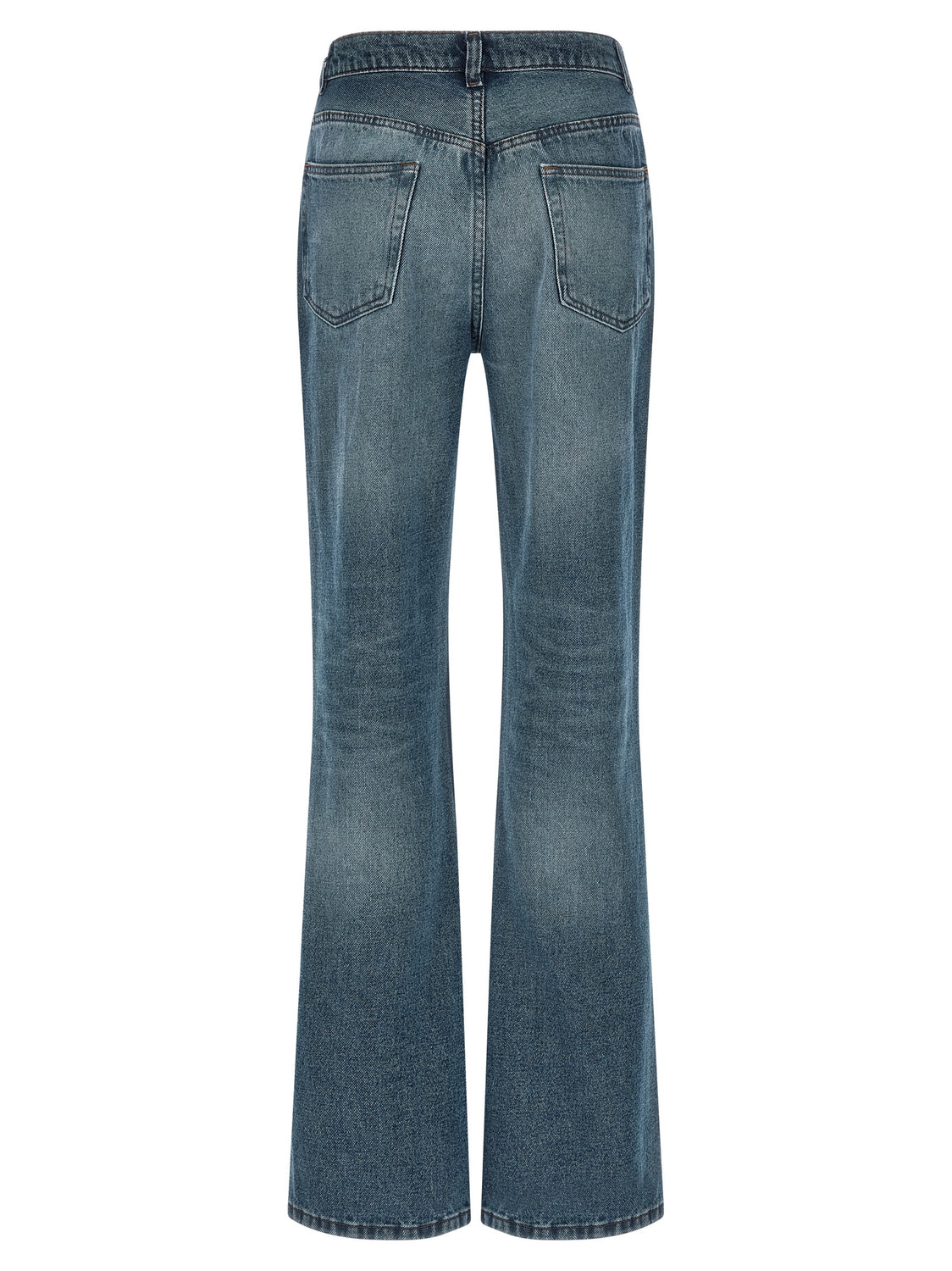 Blue Cotton Flared Jeans