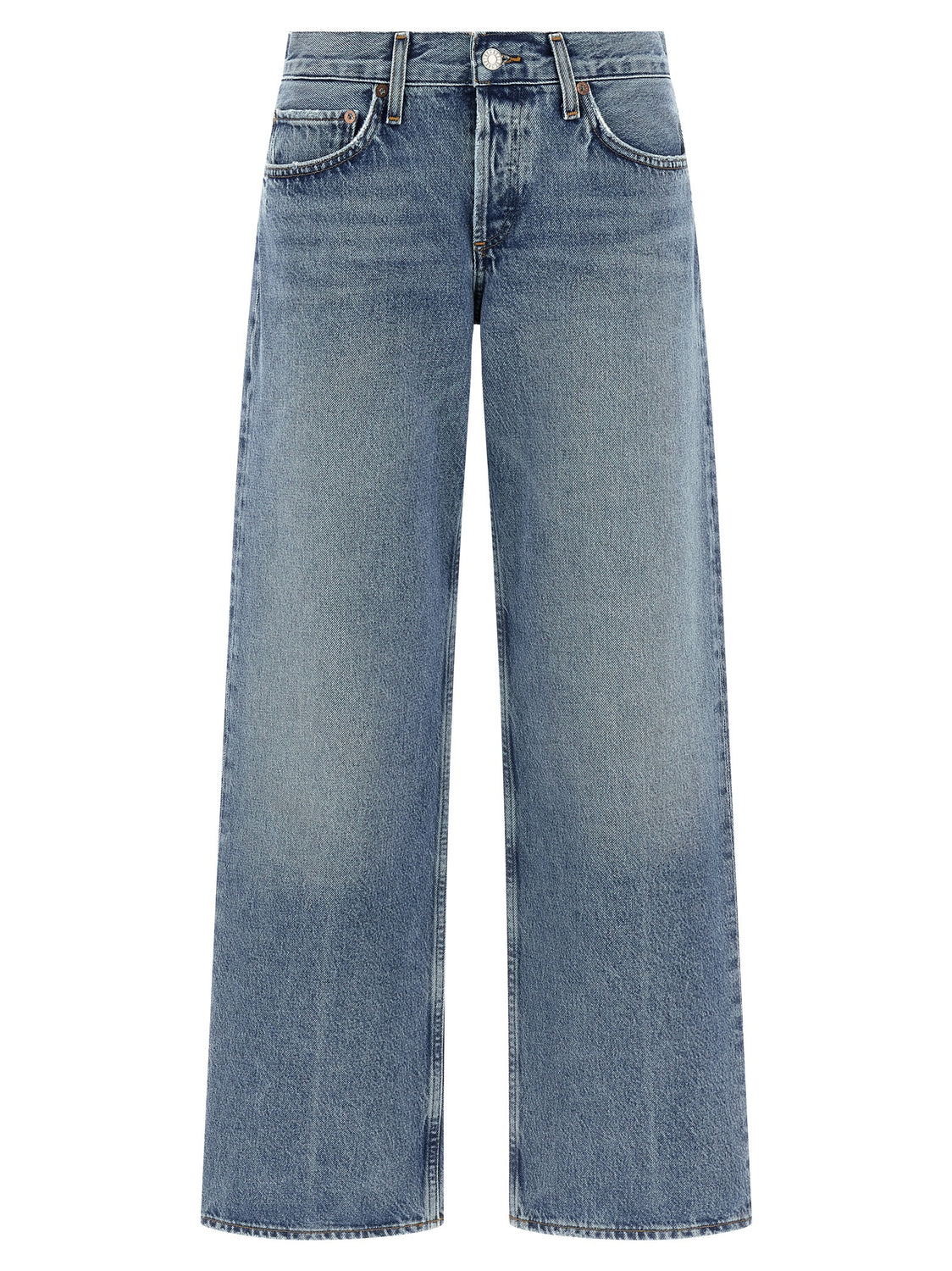 Blue Cotton Straight-Leg Jeans
