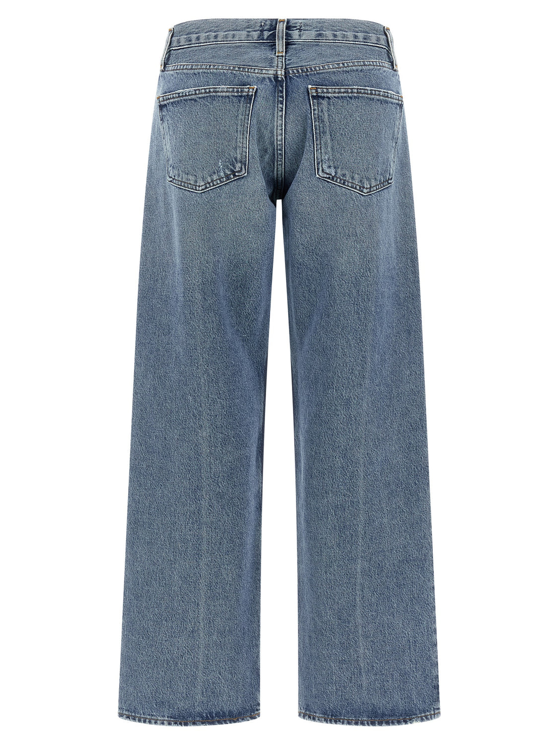 Blue Cotton Straight-Leg Jeans
