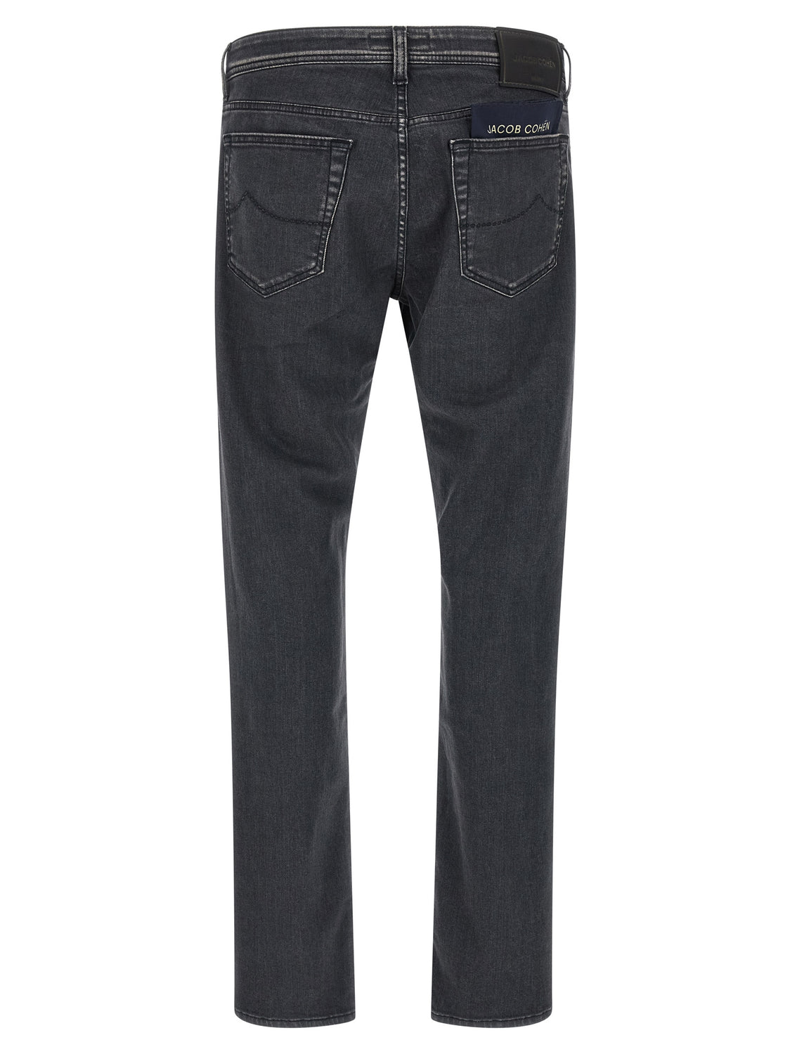 Gray Cotton Straight-Leg Jeans