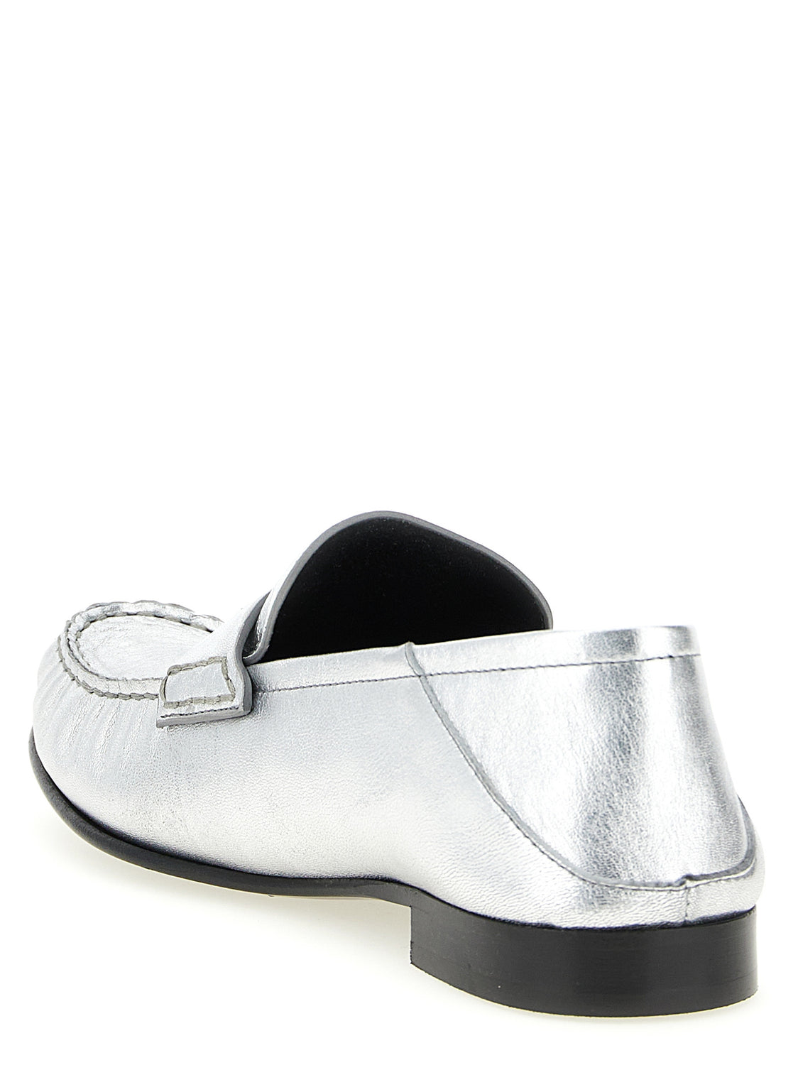 Silver Lamb Leather Slip-On Loafers