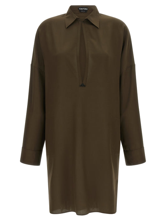 Bicolor Silk Midi Dress
