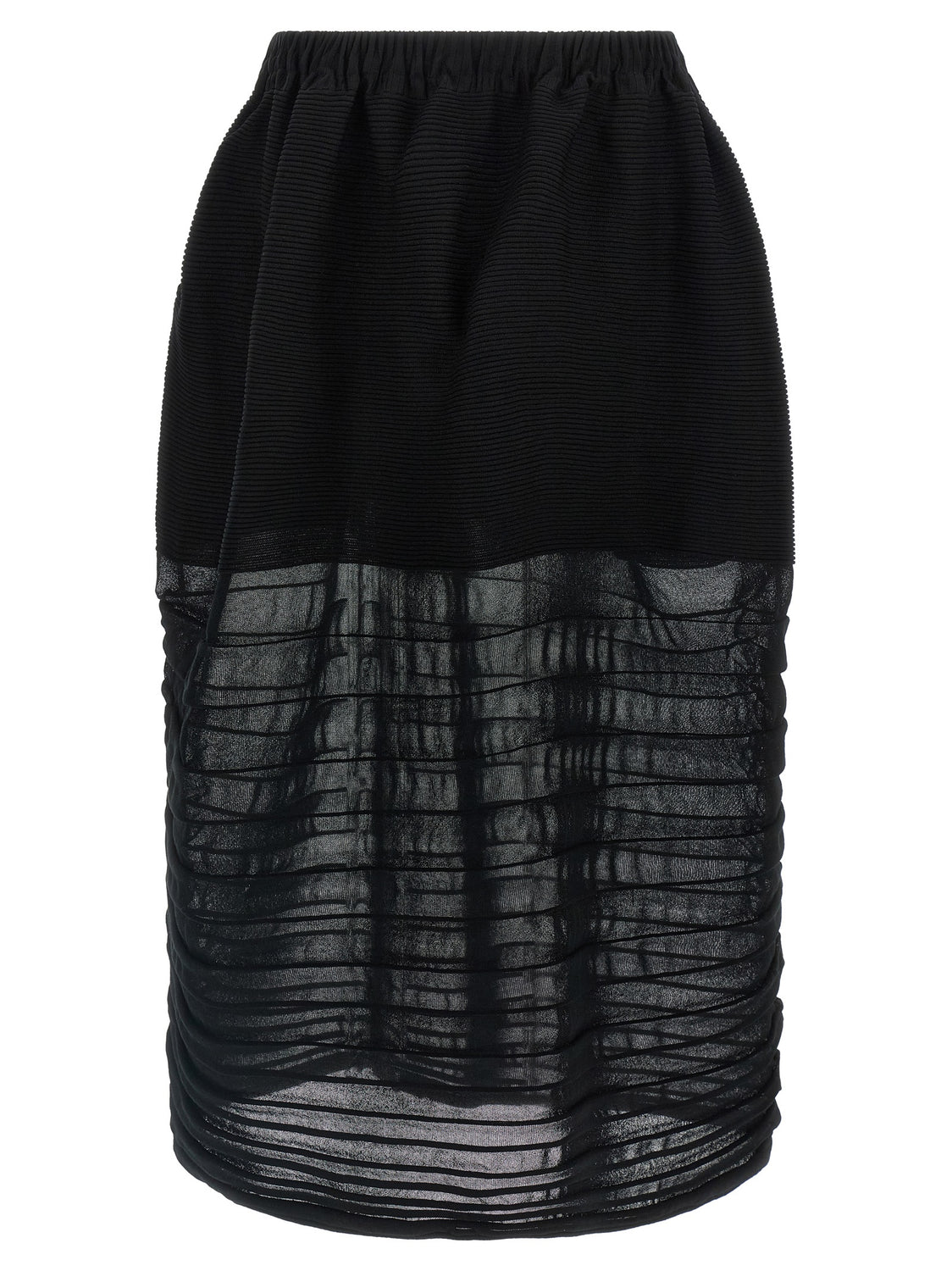 Black Polyester Midi Skirt