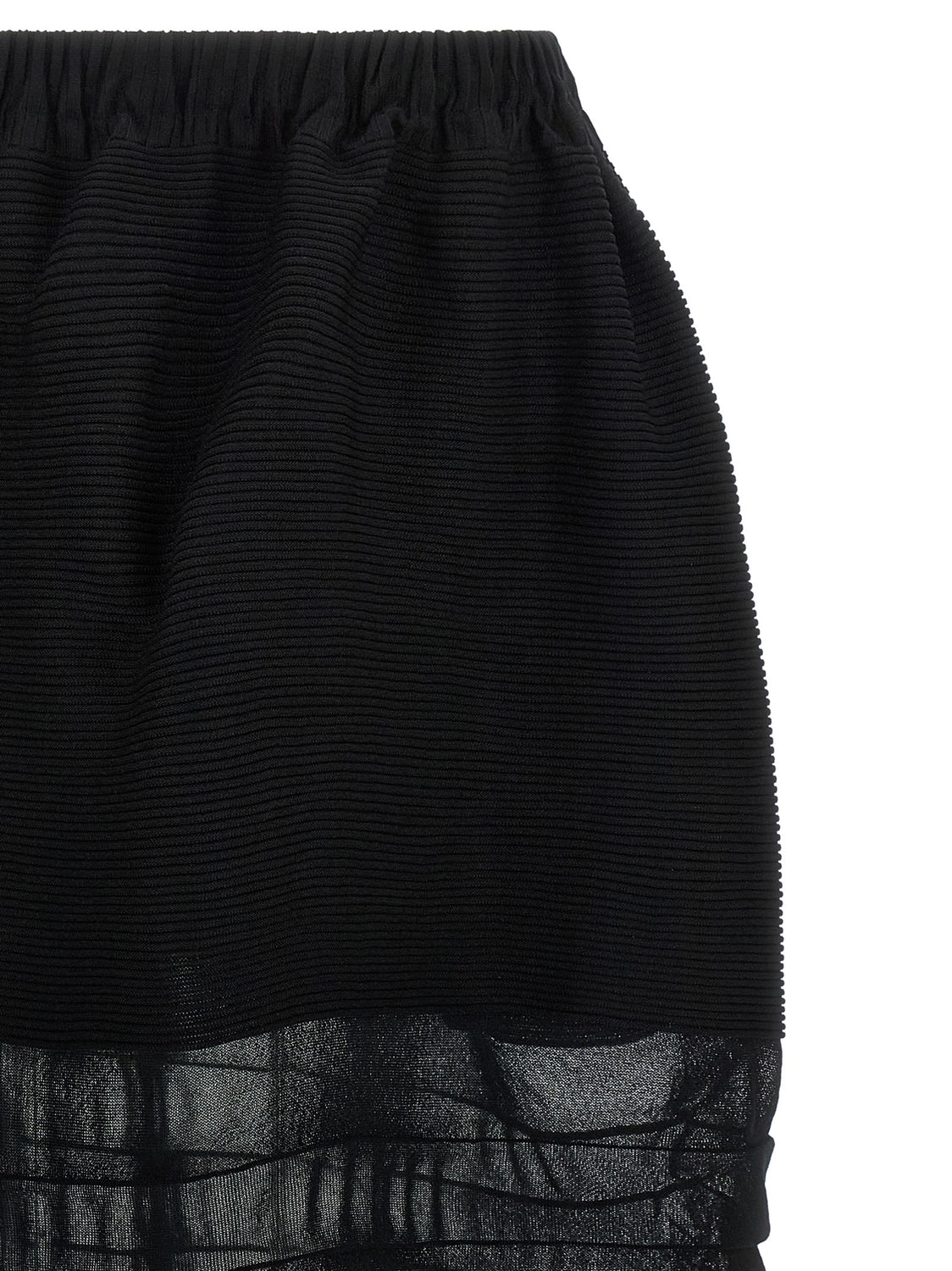 Black Polyester Midi Skirt