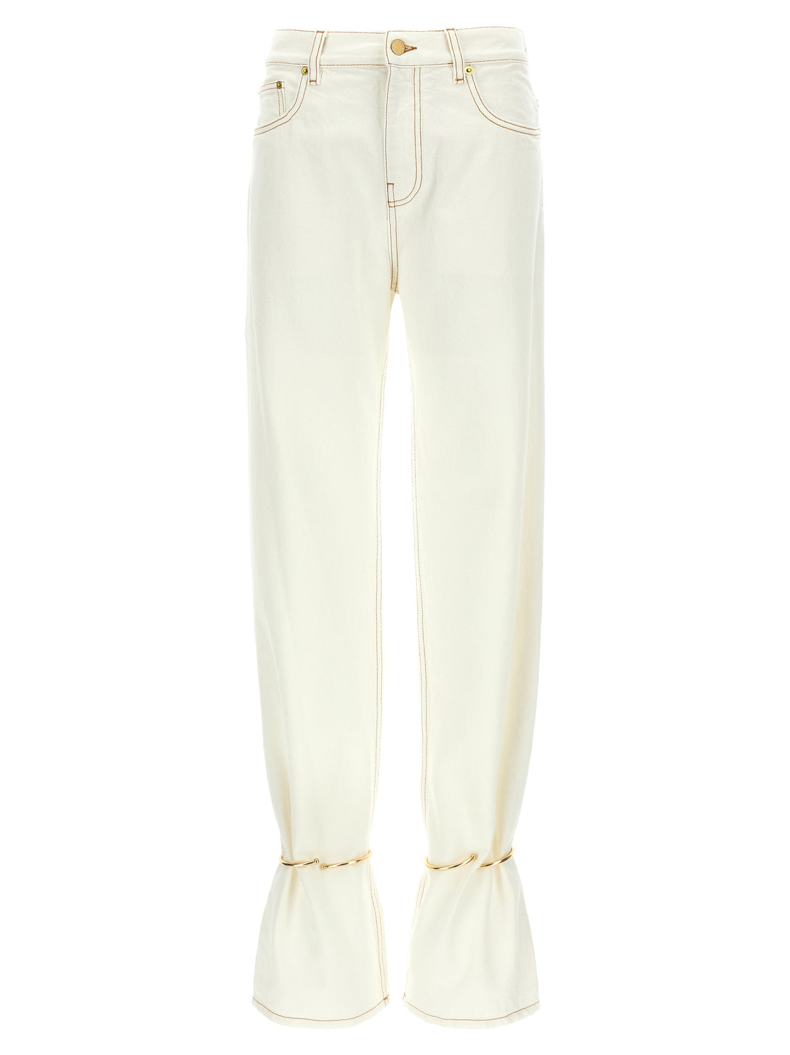 White Cotton Straight-Leg Jeans