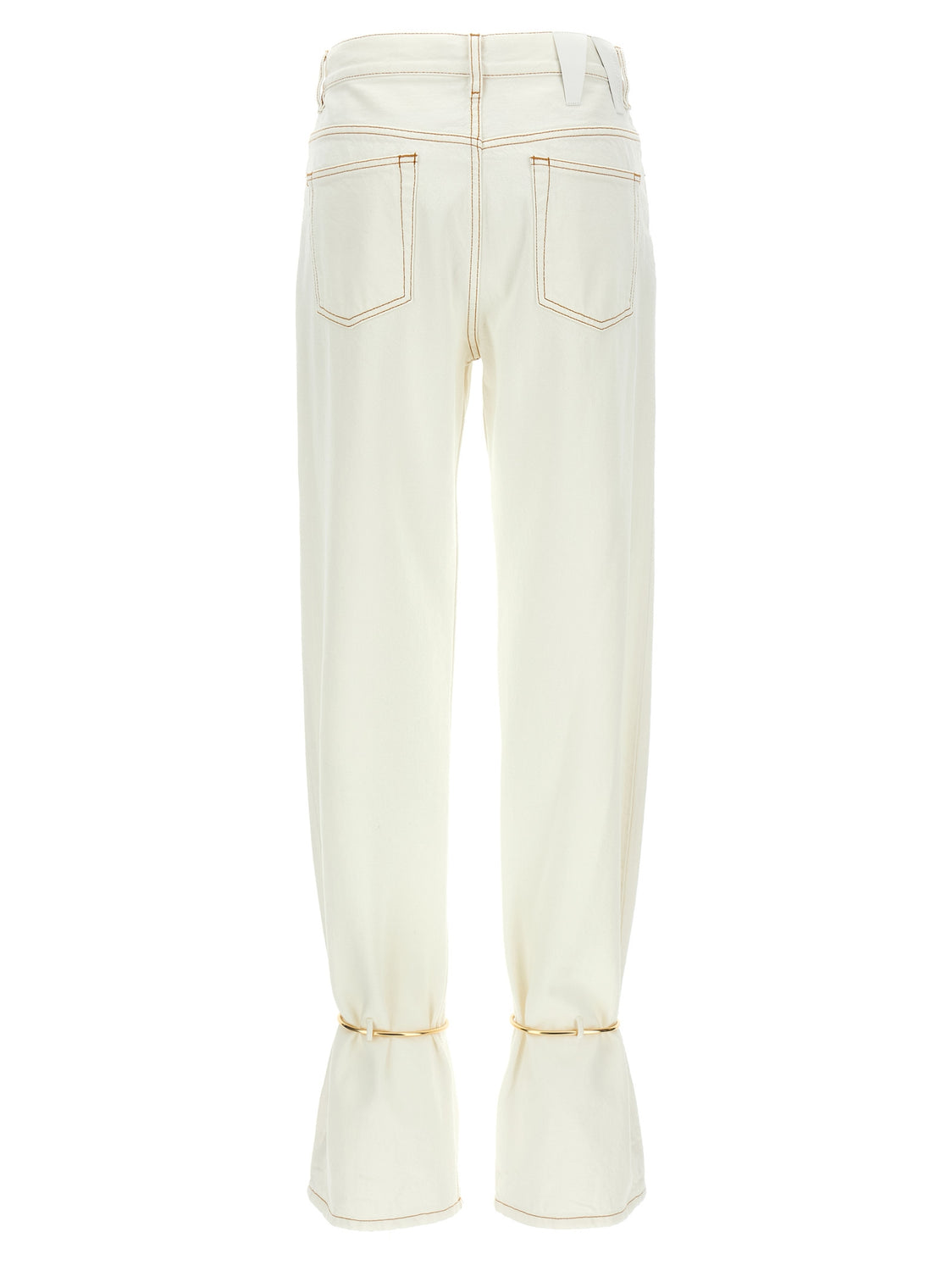 White Cotton Straight-Leg Jeans