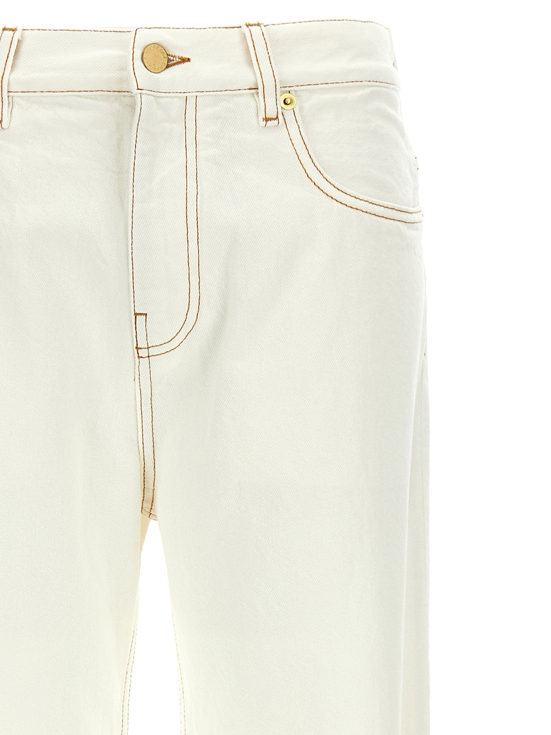 White Cotton Straight-Leg Jeans