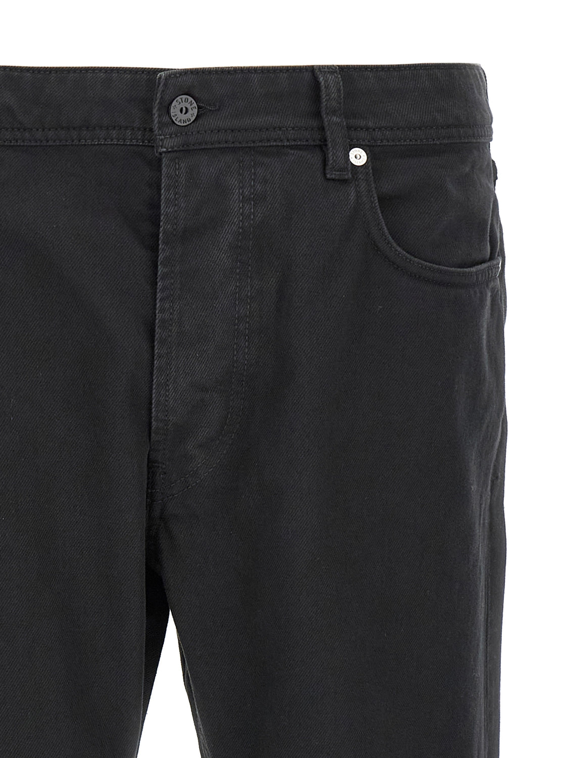 Black Cotton Straight-Leg Jeans