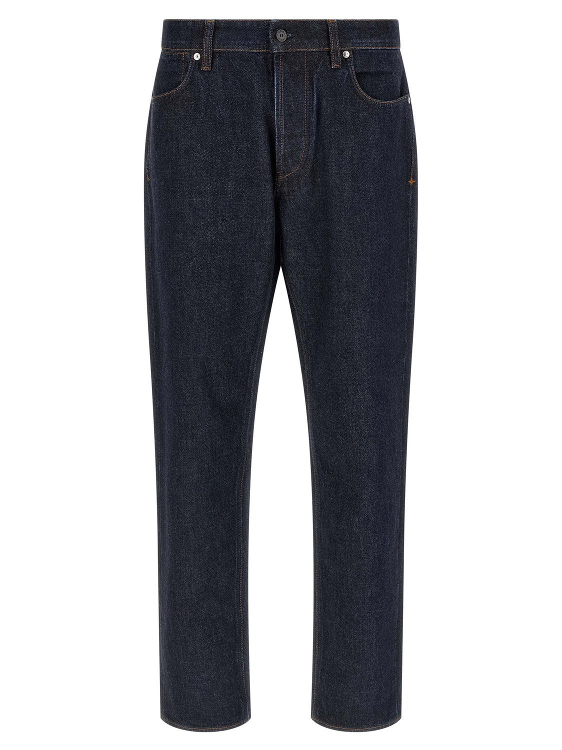 Blue Cotton Straight-Leg Jeans