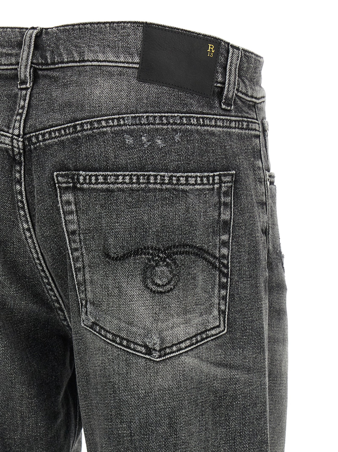 Gray Cotton Boyfriend Jeans