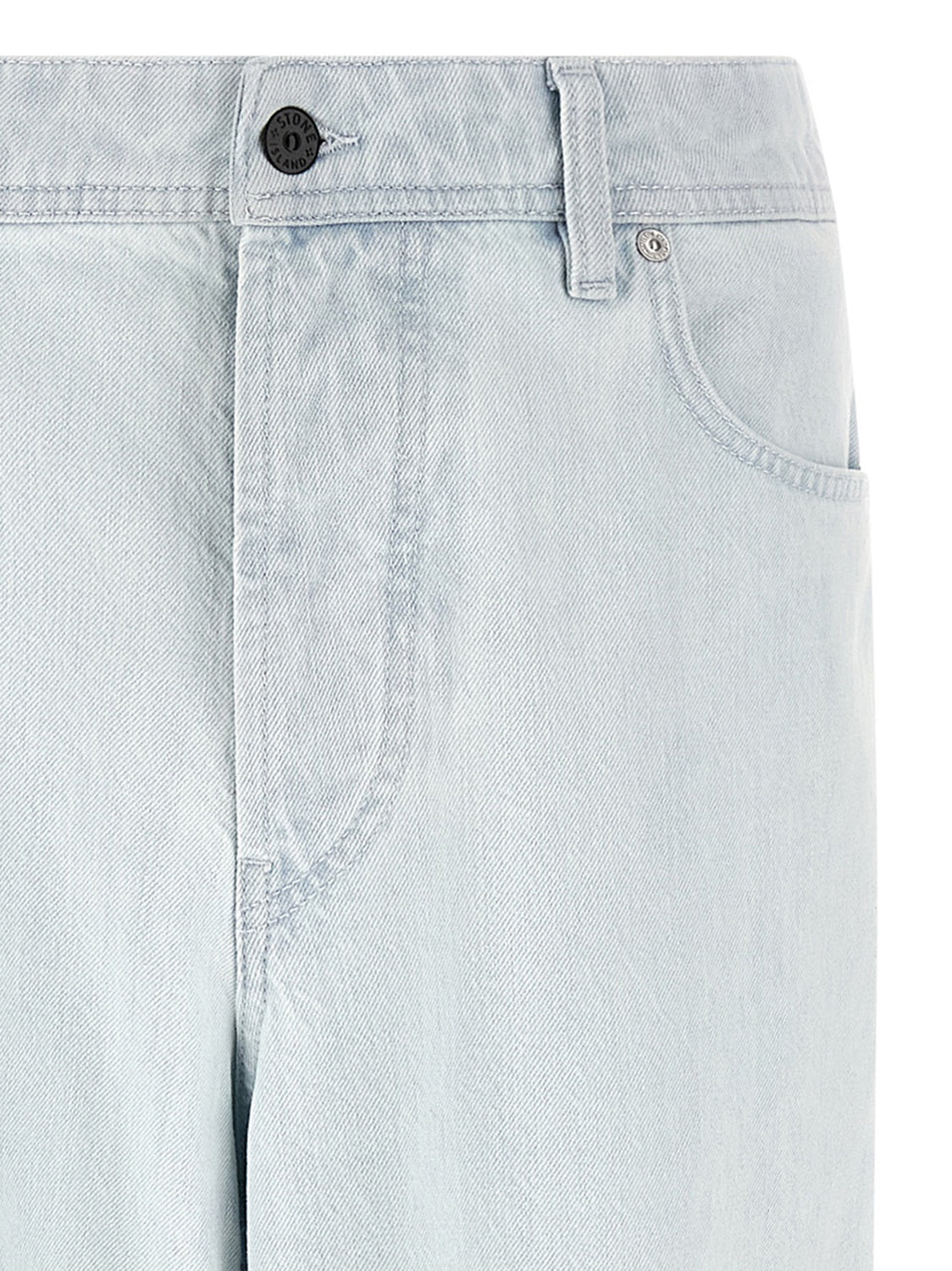 Blue Cotton Straight-Leg Jeans