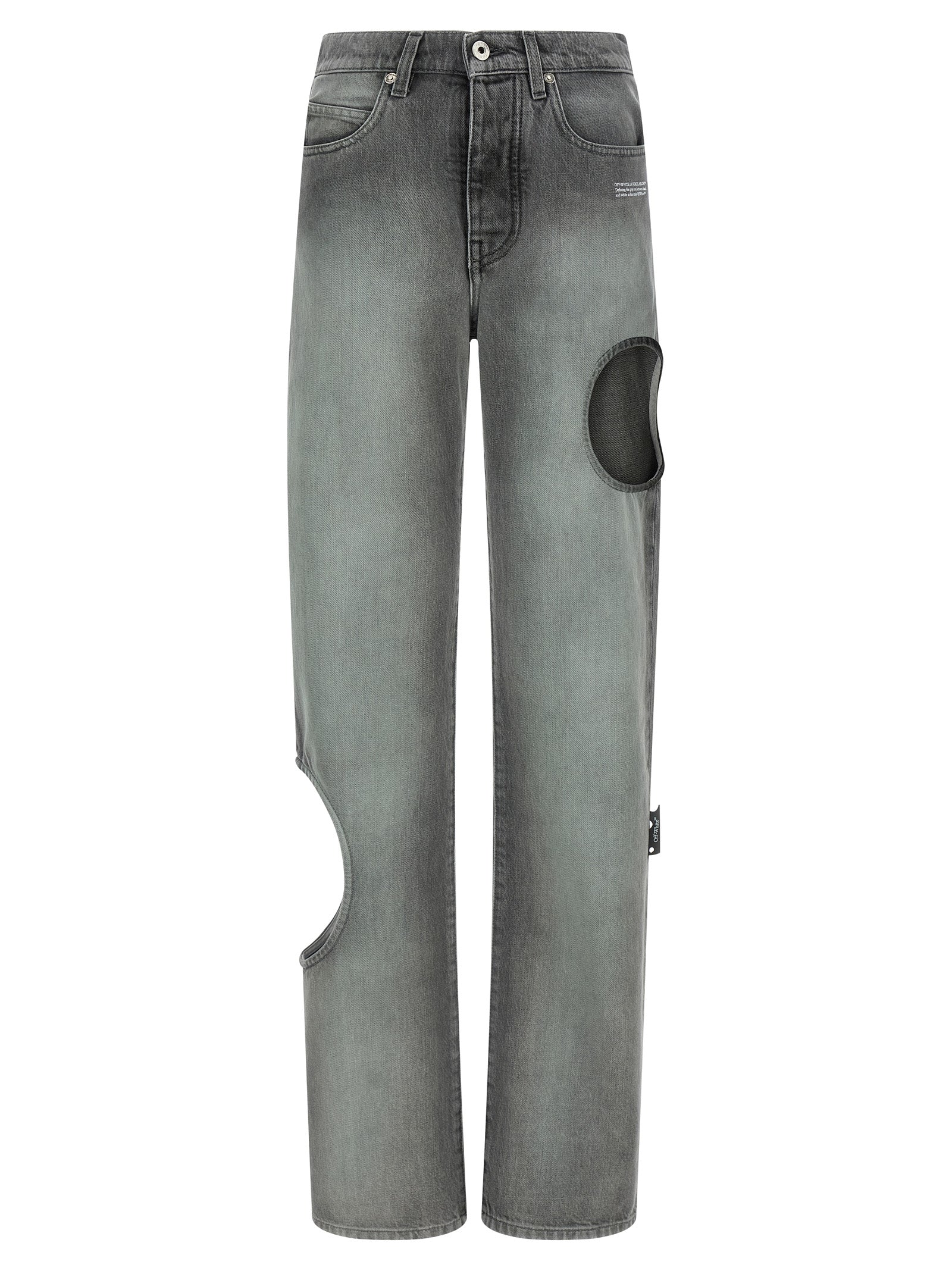 Gray Cotton Straight-Leg Jeans